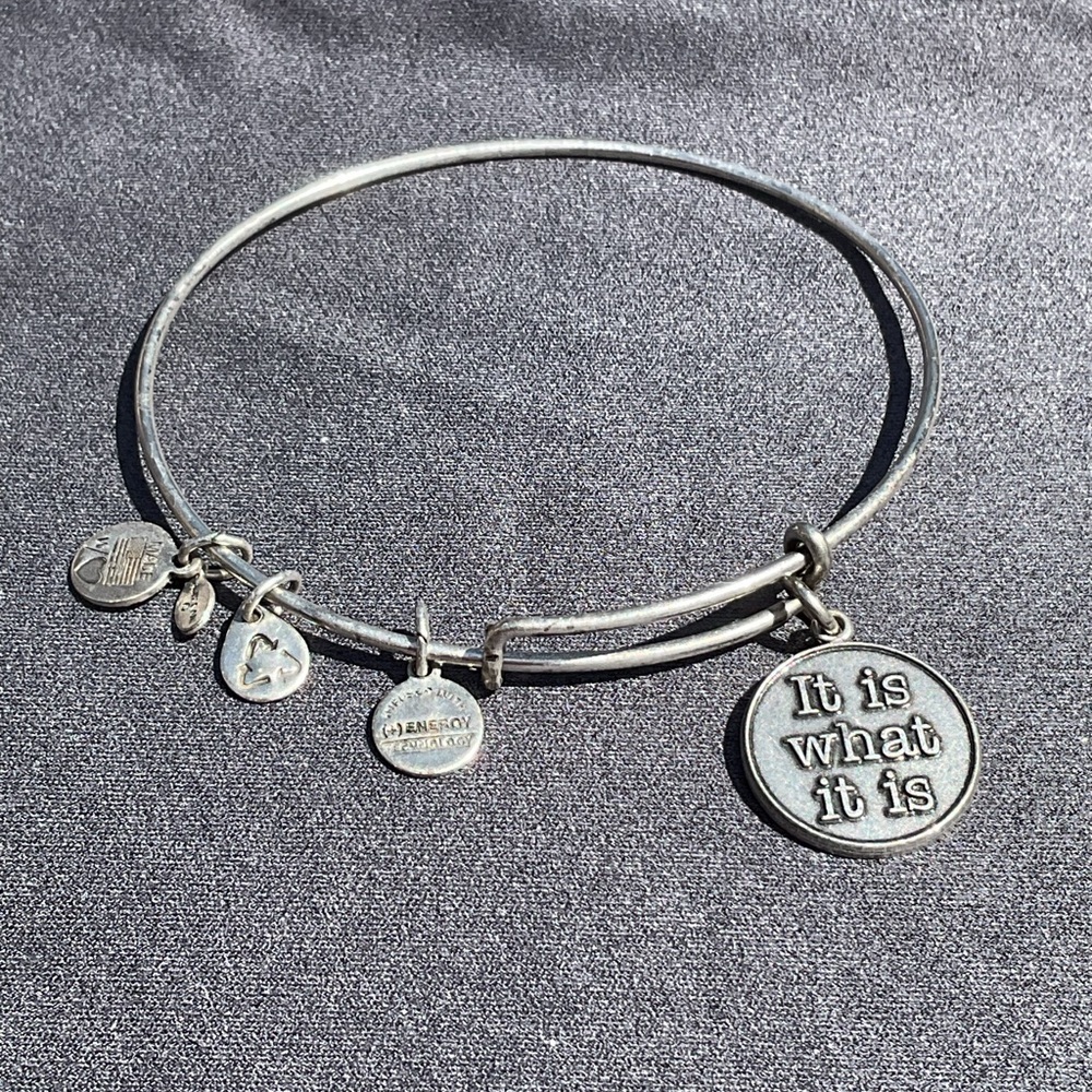 Alex and Ani Retired “It Is What It Is” Charm Bangle Silver Expandable Rare